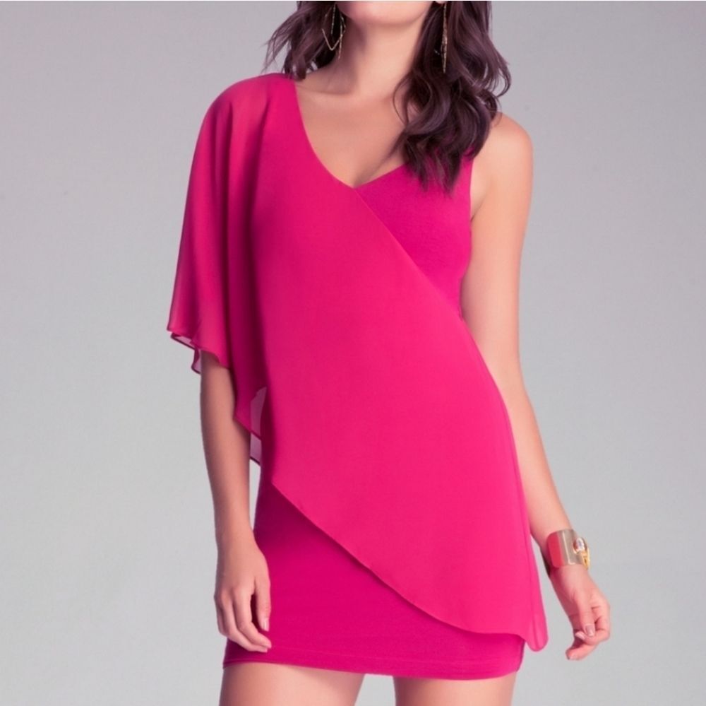 Y2K Bebe Aqua Asymmetrical One Shoulder Dress XS